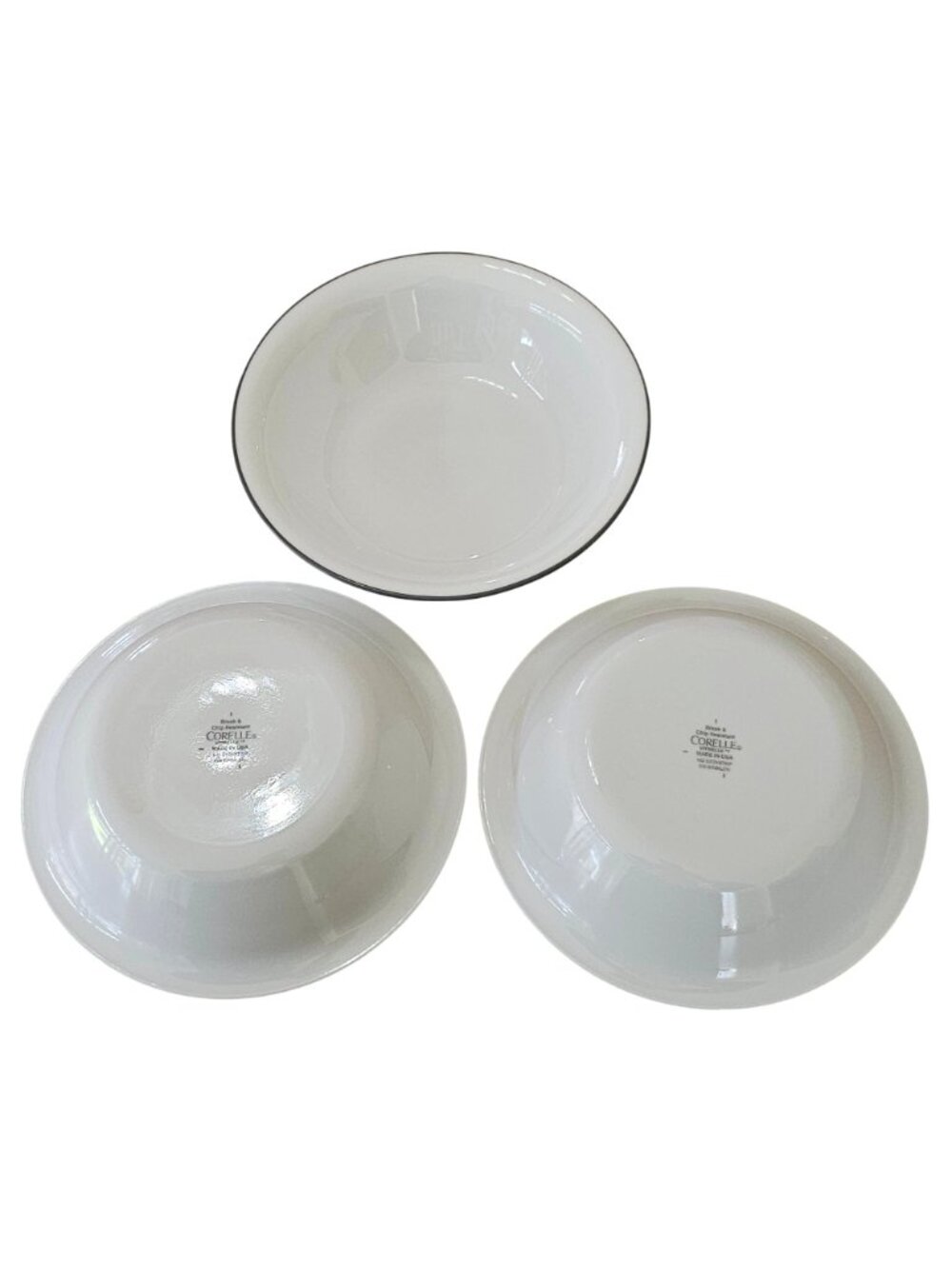 3 Corelle   Bowl 7" Soup Salad grey rim farmhouse cottage core - Picture 2 of 6
